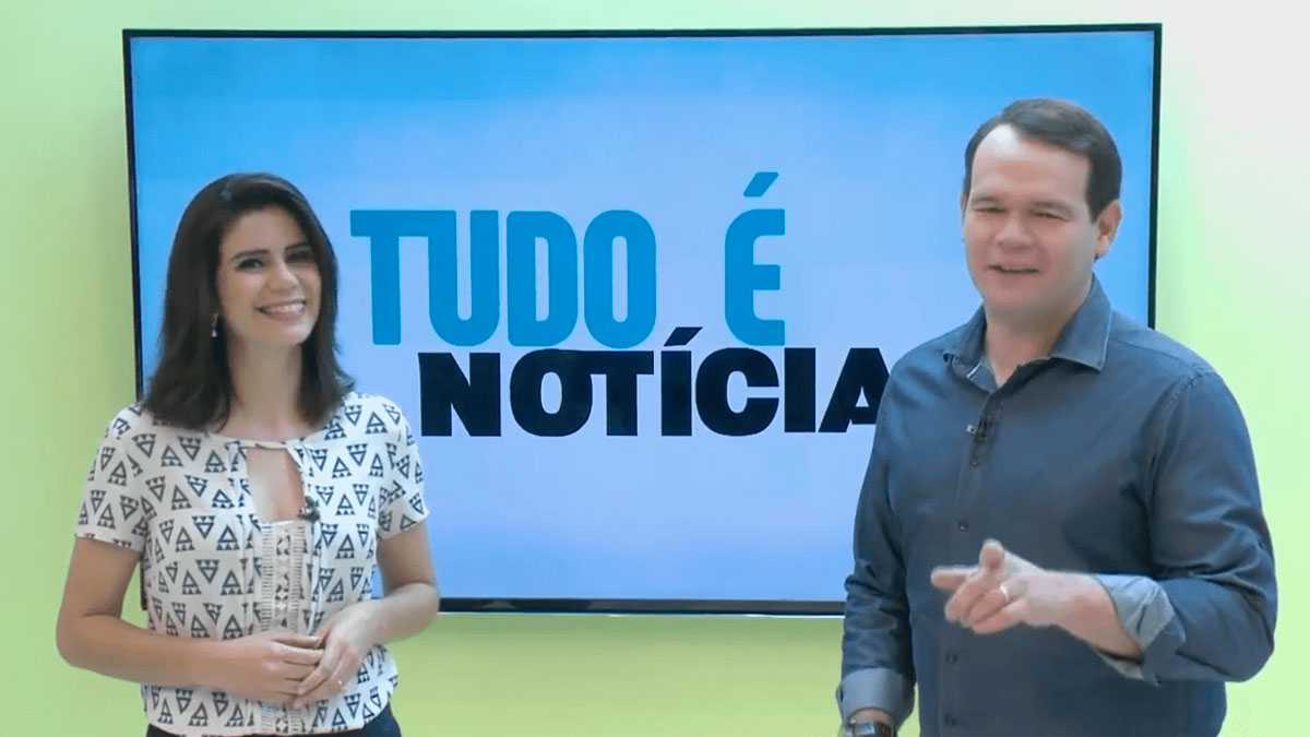 Eliane Nóbrega e Thiago Raposo apresentando o Tudo é Notícia