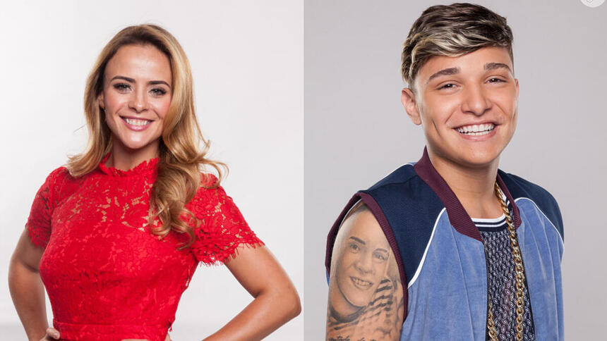 Juliana Silveira e Mc Gui em fotos de divulgação do Dancing Brasil