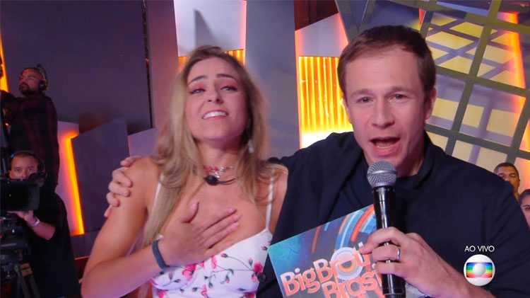 Paula e Tiago Leifert na grande final do BBB 19