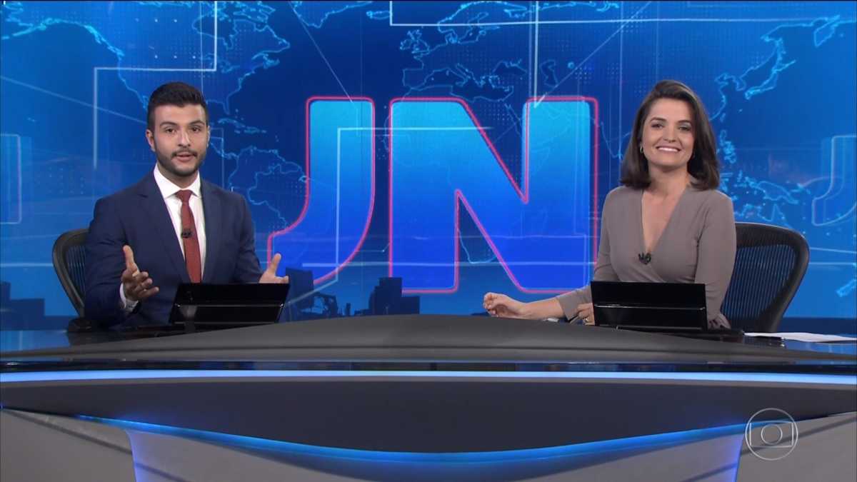 Matheus Ribeiro e Larissa Pereira no JN
