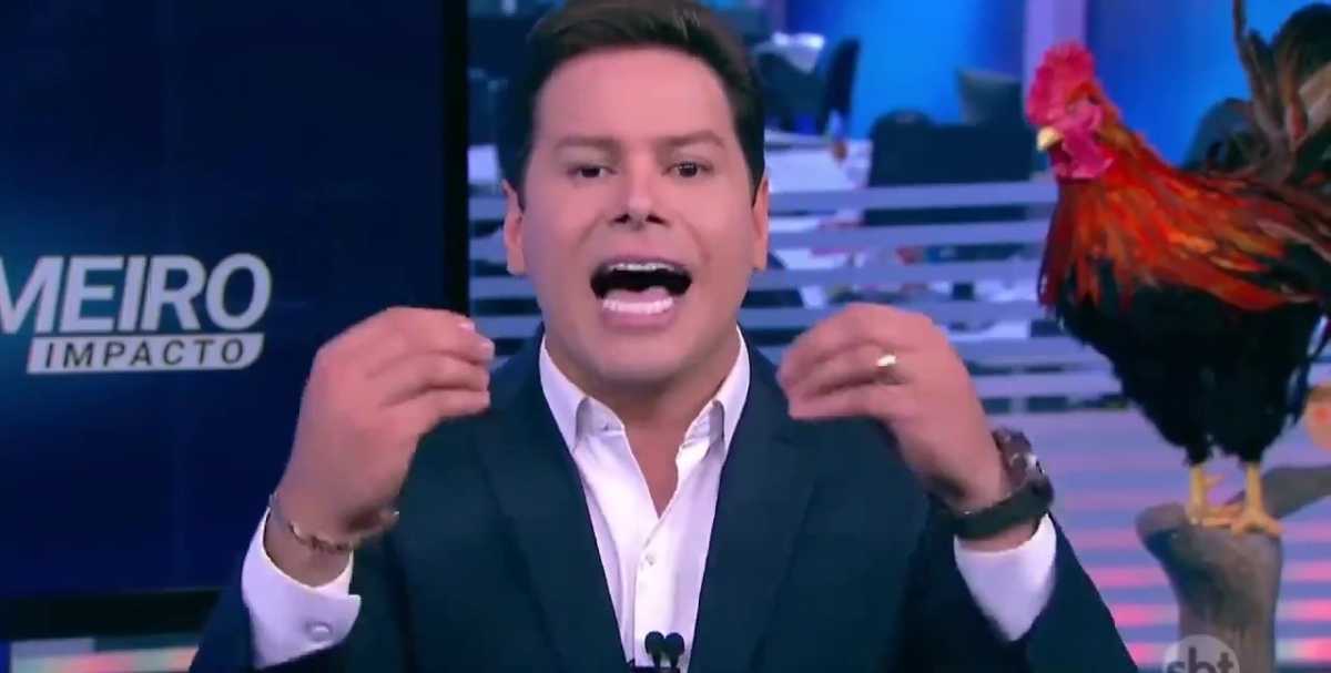 Apresentador Marcão do Povo no Primeiro Impacto do SBT