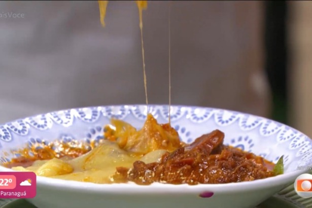 Polenta na tábua em trecho de receita do Mais Você
