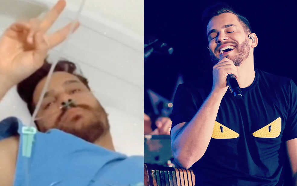 Cauan no hospital. Cantor da dupla com Cléber se apresentando em um show