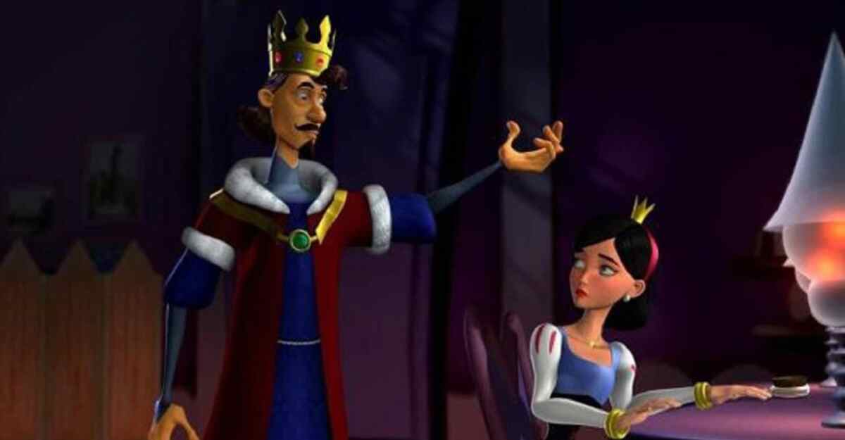Cena do filme Deu A Louca Na Branca De Neve, exibido pela Globo no Corujão