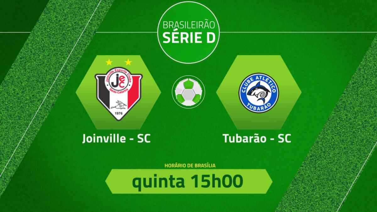 Arte de divulgação da TV Brasil no duelo entre Joinville e Tubarão, válido pela Série D do Campeoanto Brasileiro
