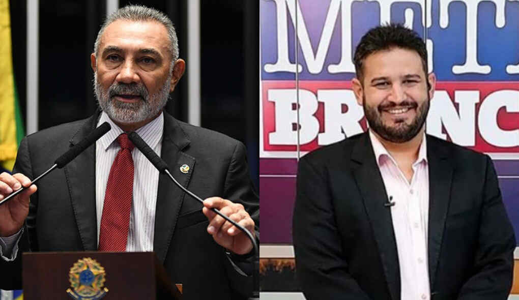 Senador Telmário Mota e jornalista Romano dos Anjos em uma montagem
