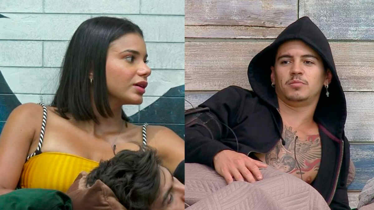 Jake conversa com Mariano na sala, enquanto Biel está no quarto de A Fazenda 12