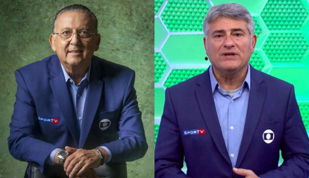 Galvão Bueno e Cléber Machado em uma montagem
