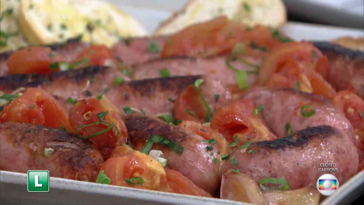 Linguiça ao forno com Tomates