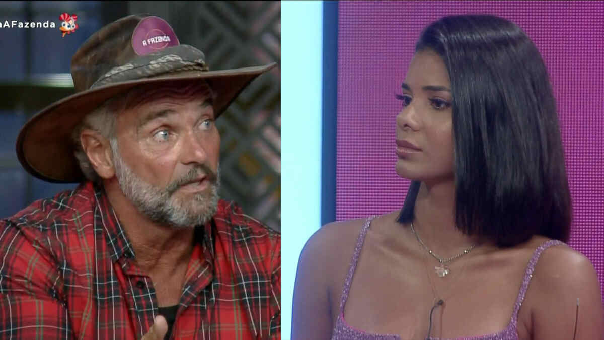 Mateus e Jake discutindo ao vivo na formação da décima segunda roça