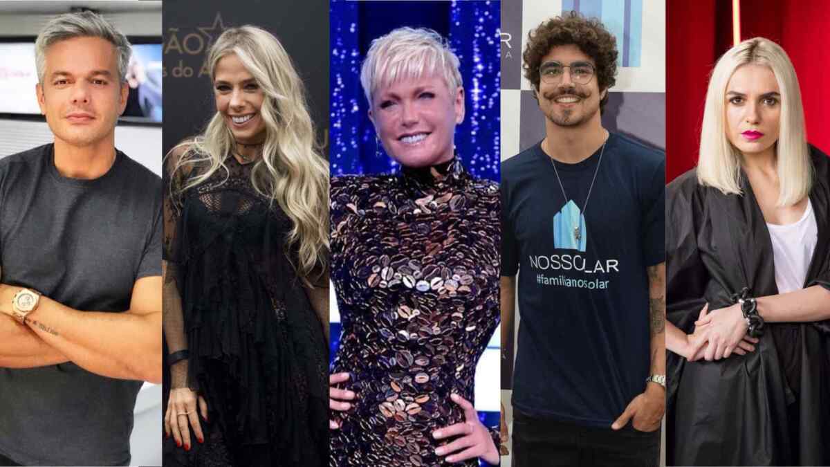 Montagem com Otaviano Costa, Adriane Gasliteu, Xuxa, Caio castro e monica iozzi