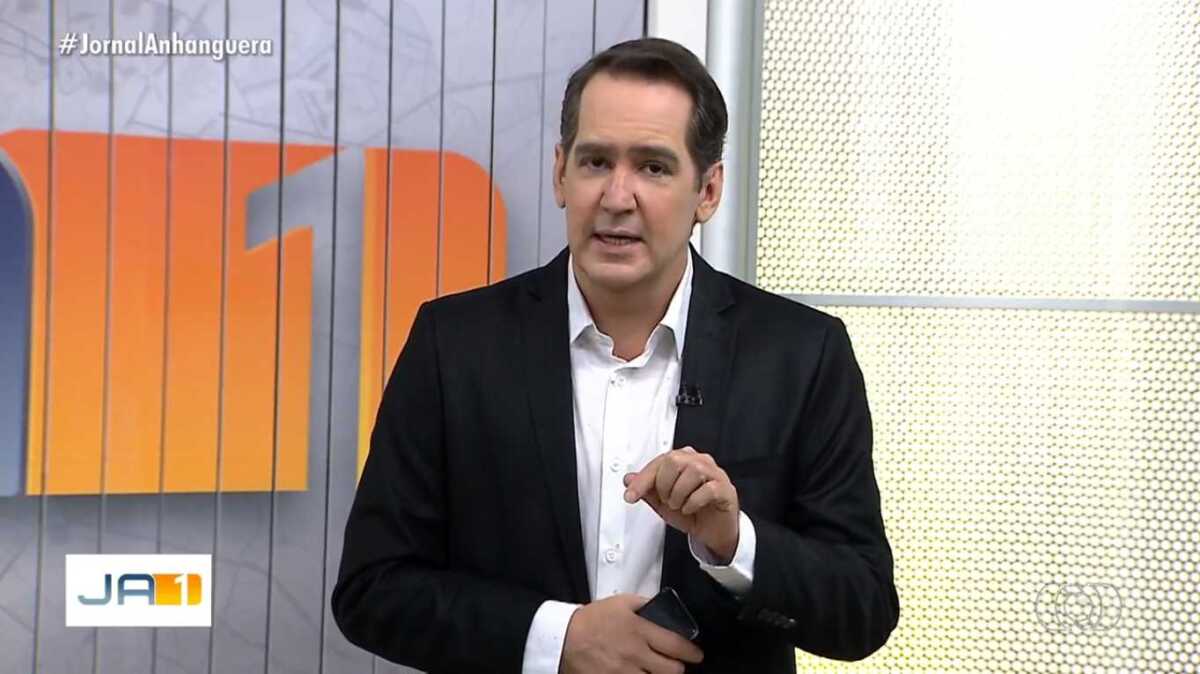 Luciano Cabral apresenta o Jornal da Anhanguera 1 em Goiânia