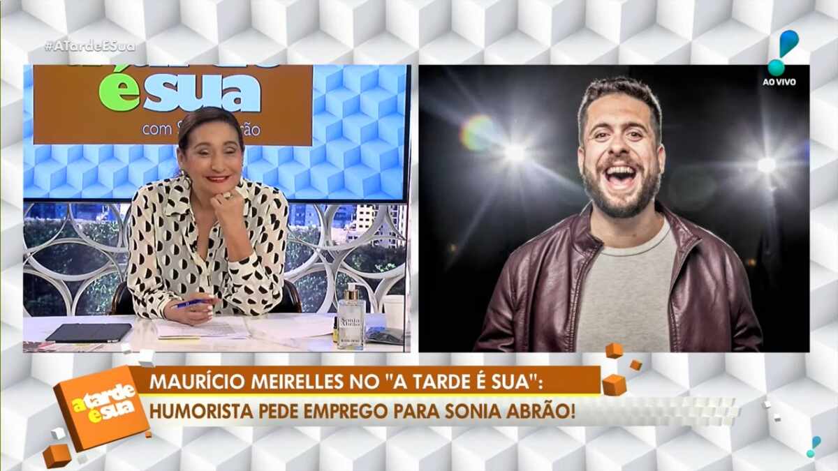 Sonia Abrão conversando com Mauricio Meirelles via telefone no A Tarde é Sua