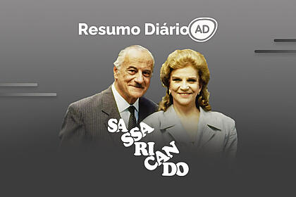 Logo do resumo diário da novela Sassaricando no canal viva.
