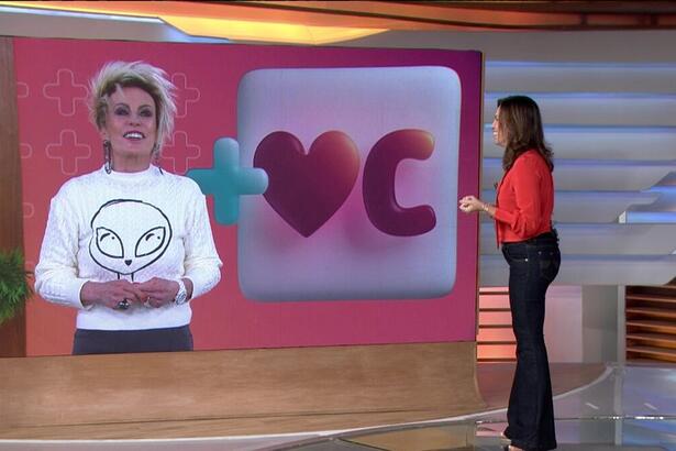Ana Paula Araujo conversa com Ana Maria Braga no telão do Bom Dia Brasil