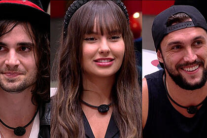Fiuk, Thaís e Arthur durante a formação do paredão no BBB 21