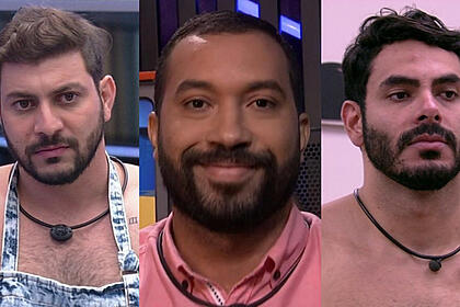 Montagem com Caio, Gilberto e Rodolffo - os emparedados da semana no BBB 21