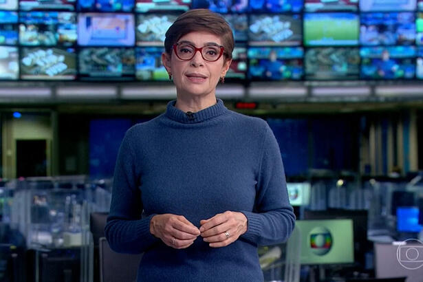 Renata Lo Prete nos estúdios do Jornal da Globo - edição de 19 de abril de 2021