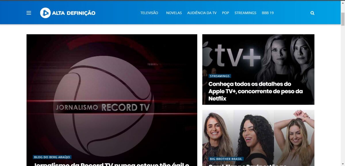 Layout do Portal Alta Definição em 2019