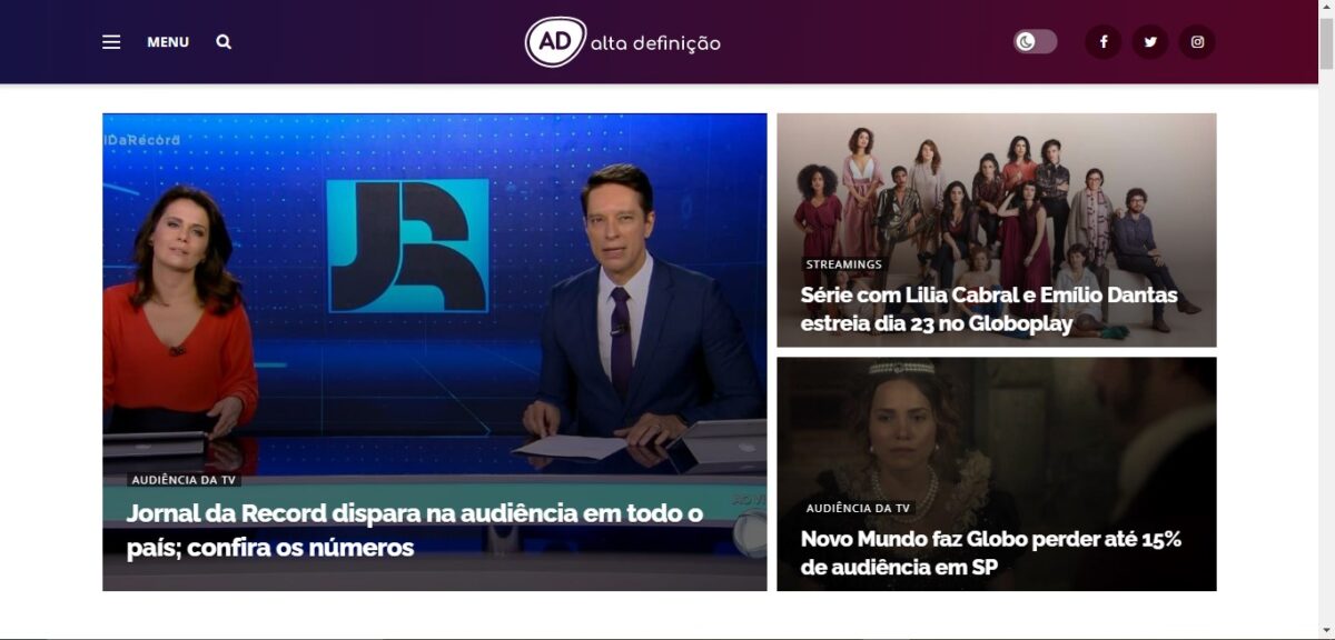 Layout do Portal Alta Definição em 2020