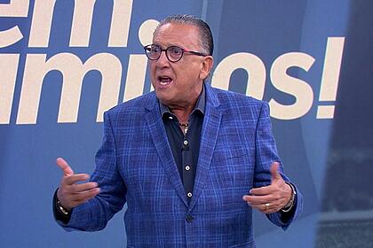 Galvão Bueno nos estúdios do programa Bem, Amigos, no SporTV