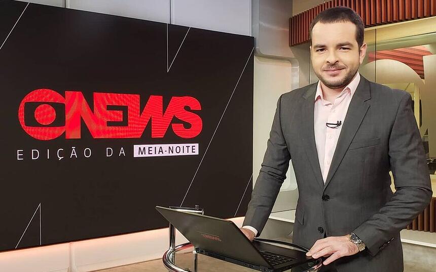 Erick Bang nos estúdios da GloboNews no RJ