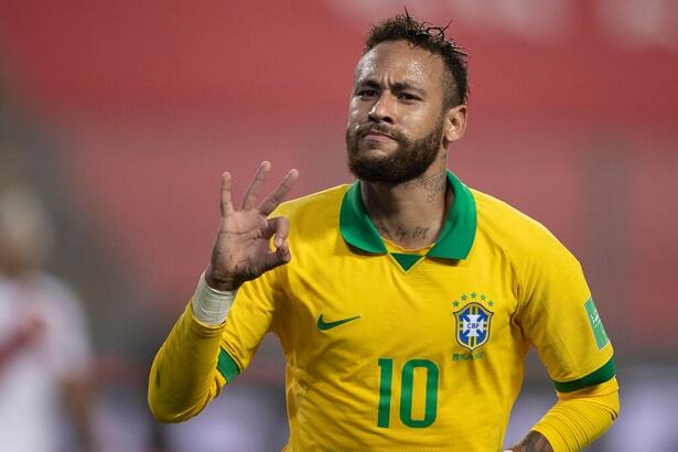 Neymar comemorando gol pela Seleção Brasileira