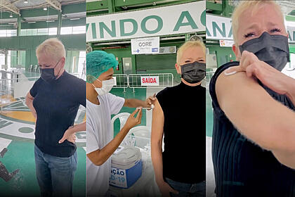 Xuxa se emociona ao tomar primeira dose da vacina contra Covid-19