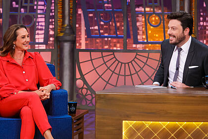 Fernanda Venturi e Danilo Gentili nos estúdios do The Noite