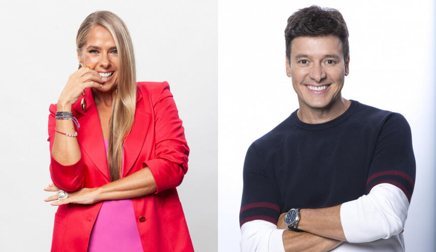Adriane Galisteu e Rodrigo Faro em uma montagem