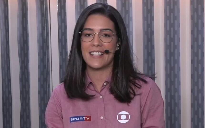 Renata Silviera durante uma transmissão pelo SporTV