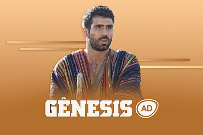 Logo do resumo da semana da novela gênesis com o protagonista da fase de josé do egito