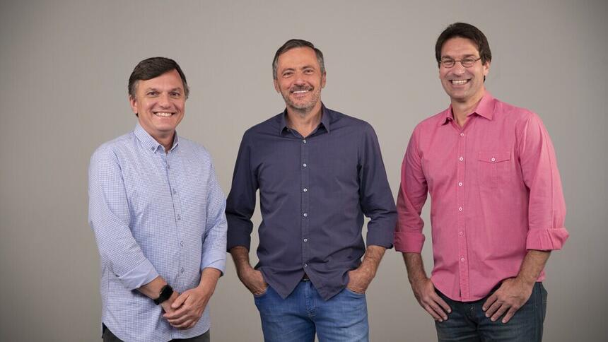Mauro César Pereira, Vladir Lemos e Arnaldo Ribeiro - apresentadores do Revista do Esporte Debate