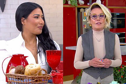 Simaria e Ana Maria Braga em uma montagem - trechos do Mais Você na edição de 20 de agosto