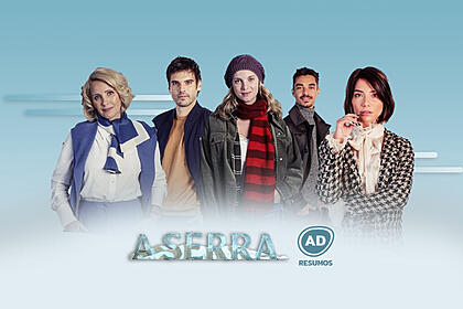 Elenco principal da novela A Serra na divulgação do resumo semanal