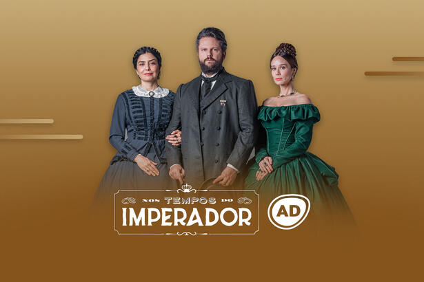 Protagonistas da novela Nos Tempos do Imperado na divulgação do resumo diário