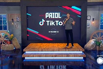 Rodrigo Faro nos estúdios do Paiol Tik Tok