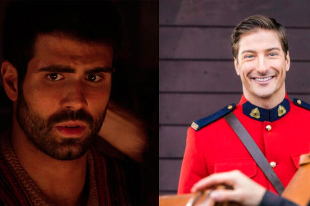 Juliano Lahan como José em Gênesis e Daniel Lissing como Jack em cena de Quando Chama o Coração