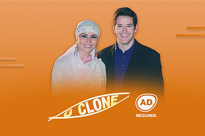 Divulgação do resumo diário da novela O Clone, exibida no Vale a Pena Ver de Novo da TV Globo