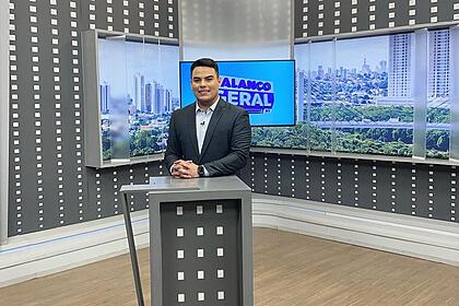 Wésllen Tecchio nos estúdios do Balanço Geral MT
