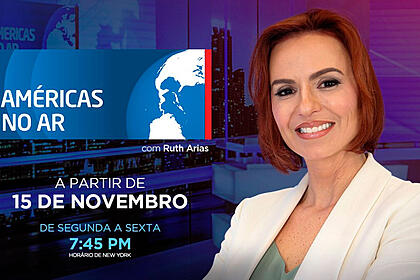 Ruth Arias com logomarca do Américas no ar