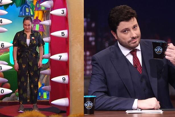 Silvia Abravanel nos estúdios do Bom Dia e CIA e Danilo Gentili nos estúdios do The Noite - montagem