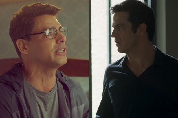 Cauã Reymond (Christian) em cena da novela Um Lugar ao Sol e Mateus Solano (Eric) em cena da novela Pega Pega - montagem