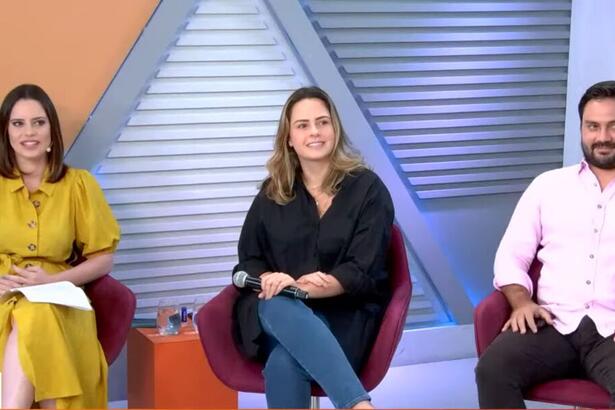 Zoe Martínez, Ana Paula Renault e Filipe Sabará nos estúdios do Morning Show