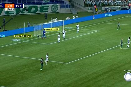 Trecho da partida entre palmeiras e ponte preta, transmissão pela record tv