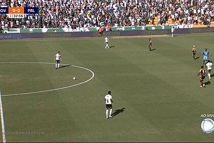 Trecho da transmissão da partida entre novorizontino e palmeiras, pelo paulistão, na record tv