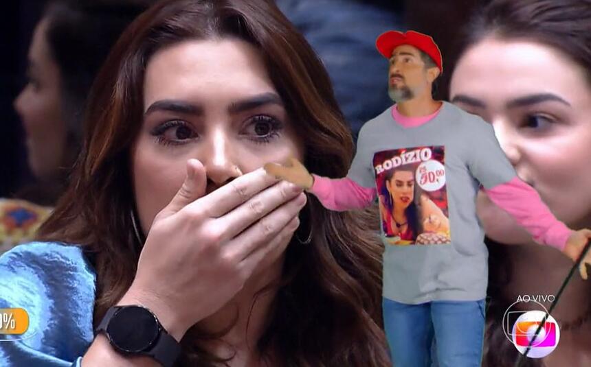 Marcos Mion usa a camiseta Rodízio, R$ 50,00 com rosto de Naiara Azevedo