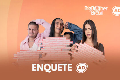 Arte da enquete do sexto Paredão do BBB 22 com Arthur Aguiar, Linn da Quebrada e Larissa