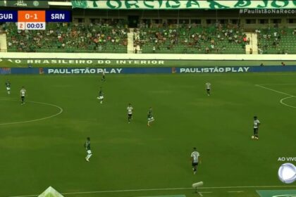 Trecho da transmissão da partida entre guarani e santos, pelo paulistão