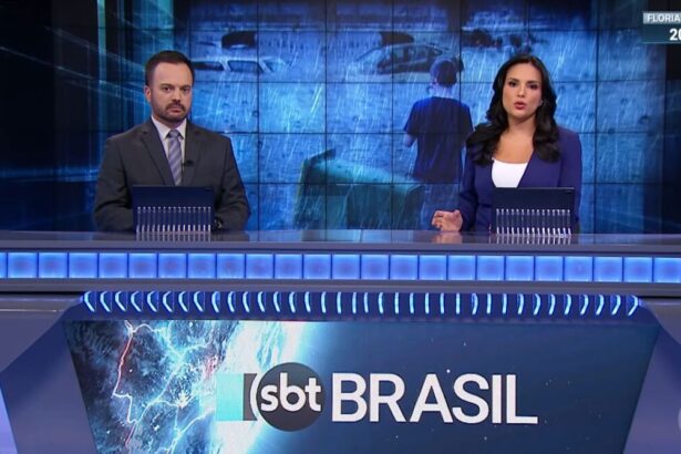 Marcelo Torres e Márcia Dantas na bancada do SBT Brasil